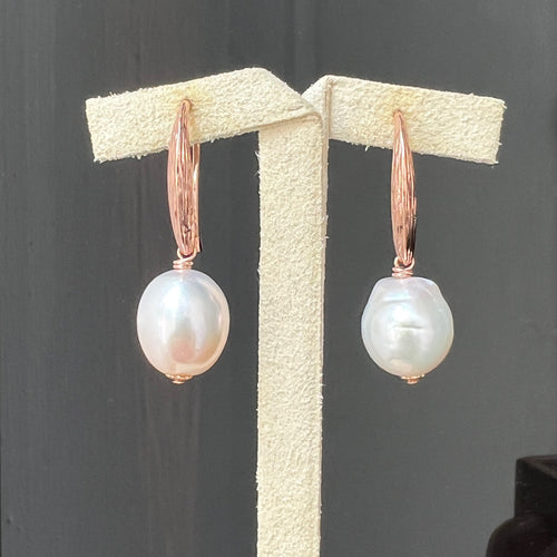 Ivory Pearl Earrings Rose Gold