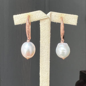 Ivory Pearl Earrings Rose Gold