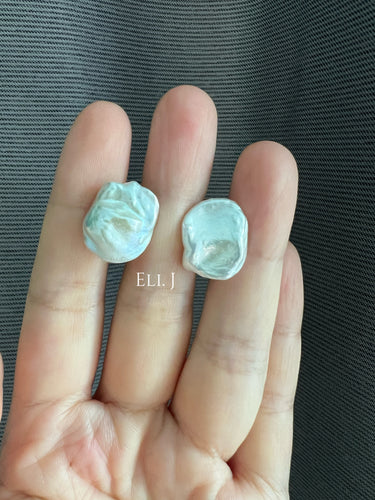 Large Ivory Keshi Pearl Earring Studs