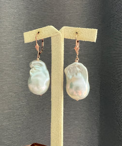 Ivory-Pink Baroque Pearls 14kRGF Earrings