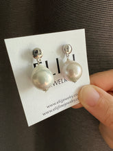 Load image into Gallery viewer, Ivory Freshwater Pearls on Silver Minimalist Earring Studs