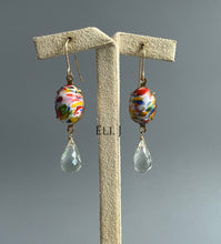 Load image into Gallery viewer, Vintage Glass Ovals, Green Amethyst 14kGF Earrings