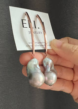 Load image into Gallery viewer, Silver Baroque Pearls 14KRGF Long Dangle