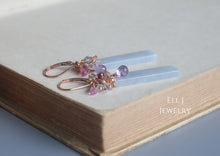 Load image into Gallery viewer, [EXCLUSIVE] Type A Burmese Lavender Jadeite Bars, Pink Sapphire, Gems 14kGF Earrings