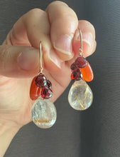 Load image into Gallery viewer, Golden Rutile, Garnet, Carnelian 14KRGF Earrings