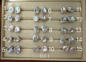 Ivory Keshi Pearl Earring Studs (Large) 925 Sterling Silver