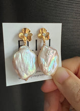 Load image into Gallery viewer, XL Pink Rainbow Keshi Pearl Earrings 14KGF