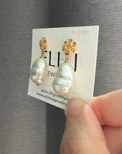 Load image into Gallery viewer, Large Ivory Edison Pearls, Bouquet Flower Studs