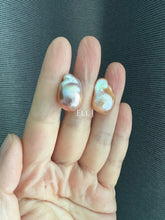 Load image into Gallery viewer, #7: Top Purple-Golden Rainbow Freshwater Baroque Pearl Earring Studs