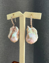 Load image into Gallery viewer, Rare Pink Peach Baroque Pearls 14kRGF Earrings