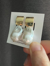 Load image into Gallery viewer, Ivory Baroque Pearl Modern Earrings 14KGF