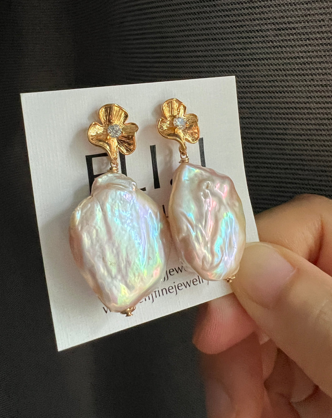 XL Pink Rainbow Keshi Pearl Earrings 14KGF