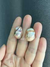Load image into Gallery viewer, #9: Top Purple-Golden Rainbow Freshwater Baroque Pearl Earring Studs