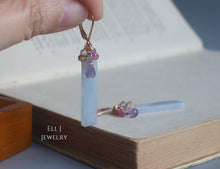 Load image into Gallery viewer, [EXCLUSIVE] Type A Burmese Lavender Jadeite Bars, Pink Sapphire, Gems 14kGF Earrings