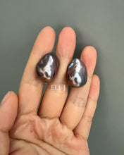 Load image into Gallery viewer, #3: Peacock Black Baroque Pearl Earring Studs