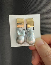 Load image into Gallery viewer, Large Silver Baroque Pearl Earrings 14KGF