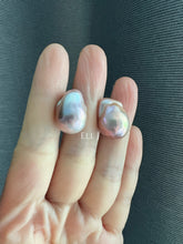 Load image into Gallery viewer, #5: Top Purple-Golden Rainbow Freshwater Baroque Pearl Earring Studs