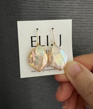 Load image into Gallery viewer, Large Peach Keshi Pearls Opal Earrings 14KGF