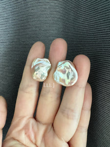 [RARE] XL Keshi Pearl (Natural Pink-Peach Color) Earring Studs