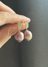 Load image into Gallery viewer, Rare Large Deep Purple-Pink Edison Pearl Earrings