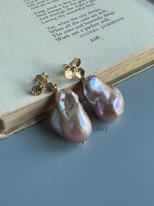 Pink Baroque Pearls Signature Floral Earring Studs