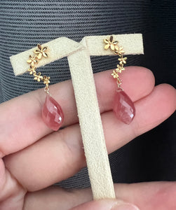Rhodocrosite Drops Floral Cascade Studs