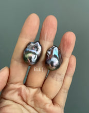 Load image into Gallery viewer, #6: Peacock Black Baroque Pearl Earring Studs