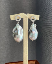 Load image into Gallery viewer, Silver Baroque Pearls CZ Earrings