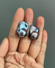 Load image into Gallery viewer, #4: Peacock Black Baroque Pearl Earring Studs