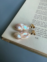 Load image into Gallery viewer, Peach-Pink Baroque Pearls Signature Floral Earring Studs