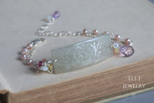 Load image into Gallery viewer, [EXCLUSIVE] Type A Lavender Burmese Jadeite Bars, Pink Sapphire, Gems 925 Silver Bracelet