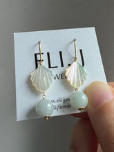 Load image into Gallery viewer, Mother of Pearl &amp; Light Green Jade Balls 14KGF Earrings
