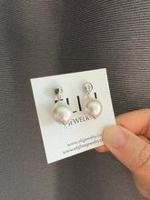 Load image into Gallery viewer, Ivory Freshwater Pearls on Silver Minimalist Earring Studs