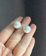 Load image into Gallery viewer, [RARE SIZE &amp; QUALITY] 14-14.5mm XL Perfect-Round Ivory FW Pearl Earring Studs