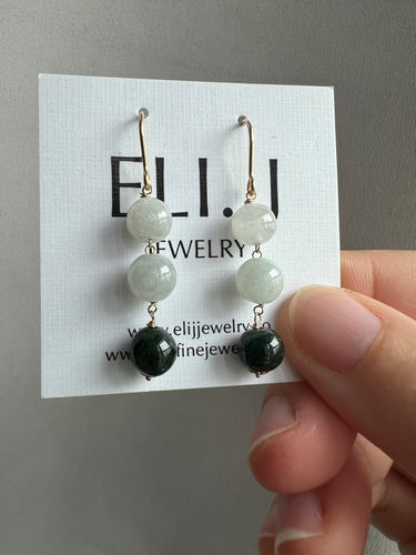 Jade Ball Trio 14KGF Earrings