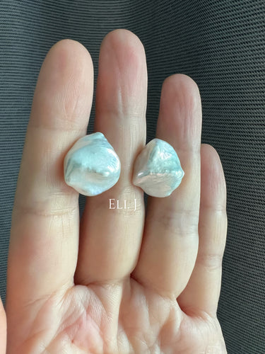 Large Ivory Keshi Pearl Earring Studs