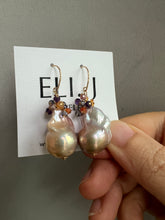 Load image into Gallery viewer, Purple-Champagne Baroque Pearls, Gemstones 14KGF Earrings