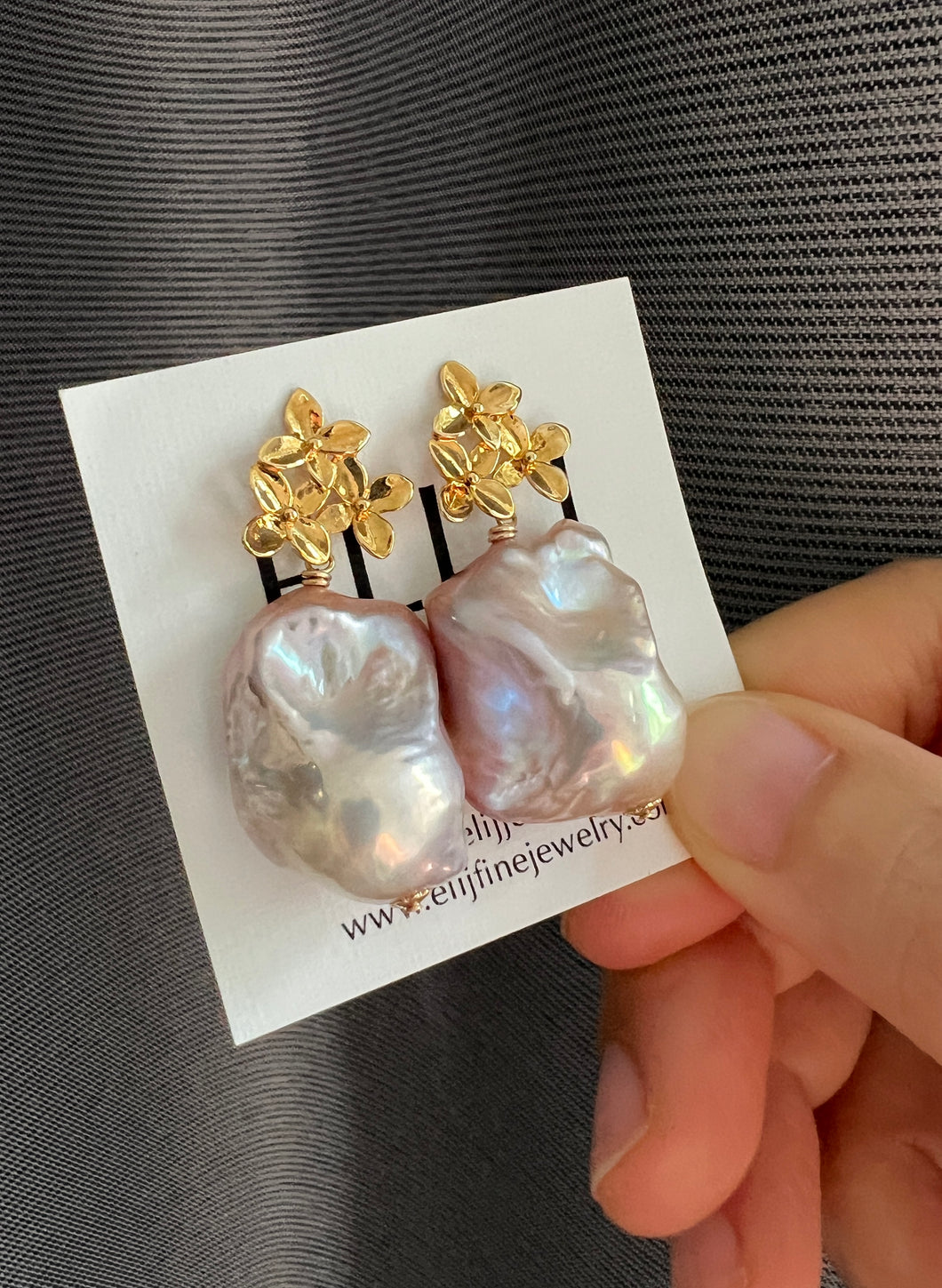Pink Baroque Pearl Earrings 14KGF