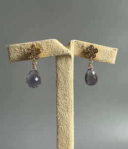 Amethyst Drops, Daisy Earring Studs