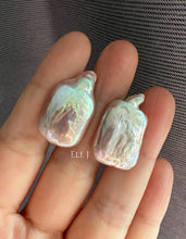 Load image into Gallery viewer, Large Pink Rectangular Keshi Pearl Earring Studs