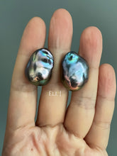 Load image into Gallery viewer, #1: Peacock Black Baroque Pearl Earring Studs