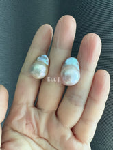 Load image into Gallery viewer, #2: Top Purple-Pink-Golden Rainbow Freshwater Baroque Pearl Earring Studs