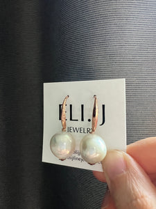 Ivory Pearl Earrings Rose Gold Hooks