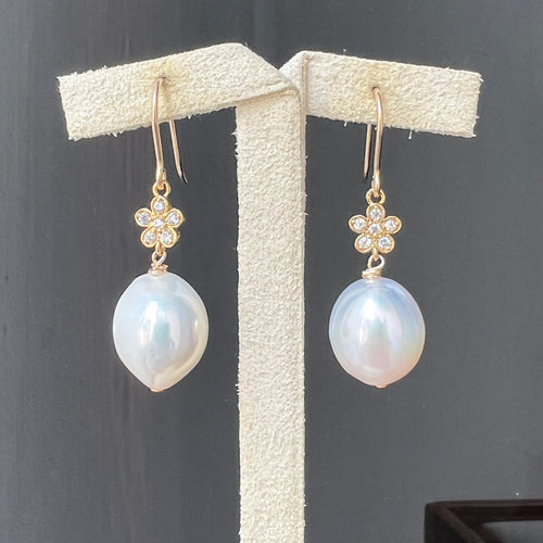 Ivory Pearls Daisy 14kGF Earrings