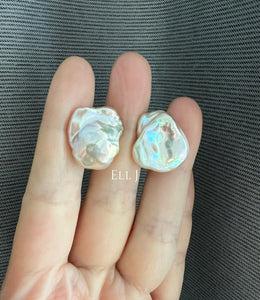 [RARE] XL Keshi Pearl (Natural Pink-Peach Color) Earring Studs