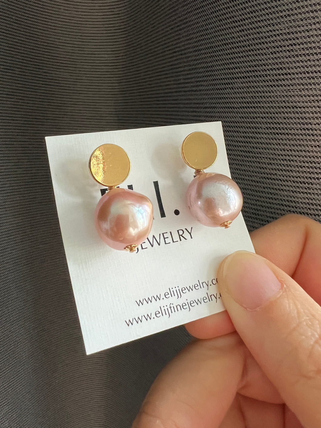 Pink Edison Pearls Modern Round Studs