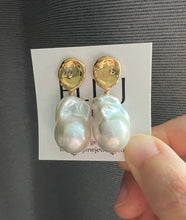 Load image into Gallery viewer, Ivory Baroque Pearl Earrings 14KGF