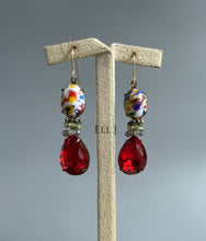 Load image into Gallery viewer, Vintage Colorful &amp; Red Glass Gems, Gemstones 14kGF Earrings