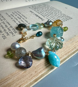 Dreams: Blue Gemstones 14KGF Charm Bracelet