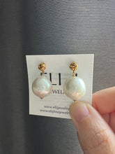 Load image into Gallery viewer, Plump Ivory Pearl Knot Earring Studs